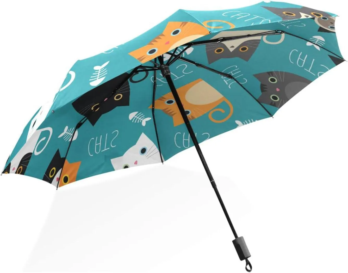 Poeticcity Rain Travel Umbrella, Hand Open Close Windproof Waterproof Folding Umbrella, Compact Canopy Strong Ray Parasol Umbrella