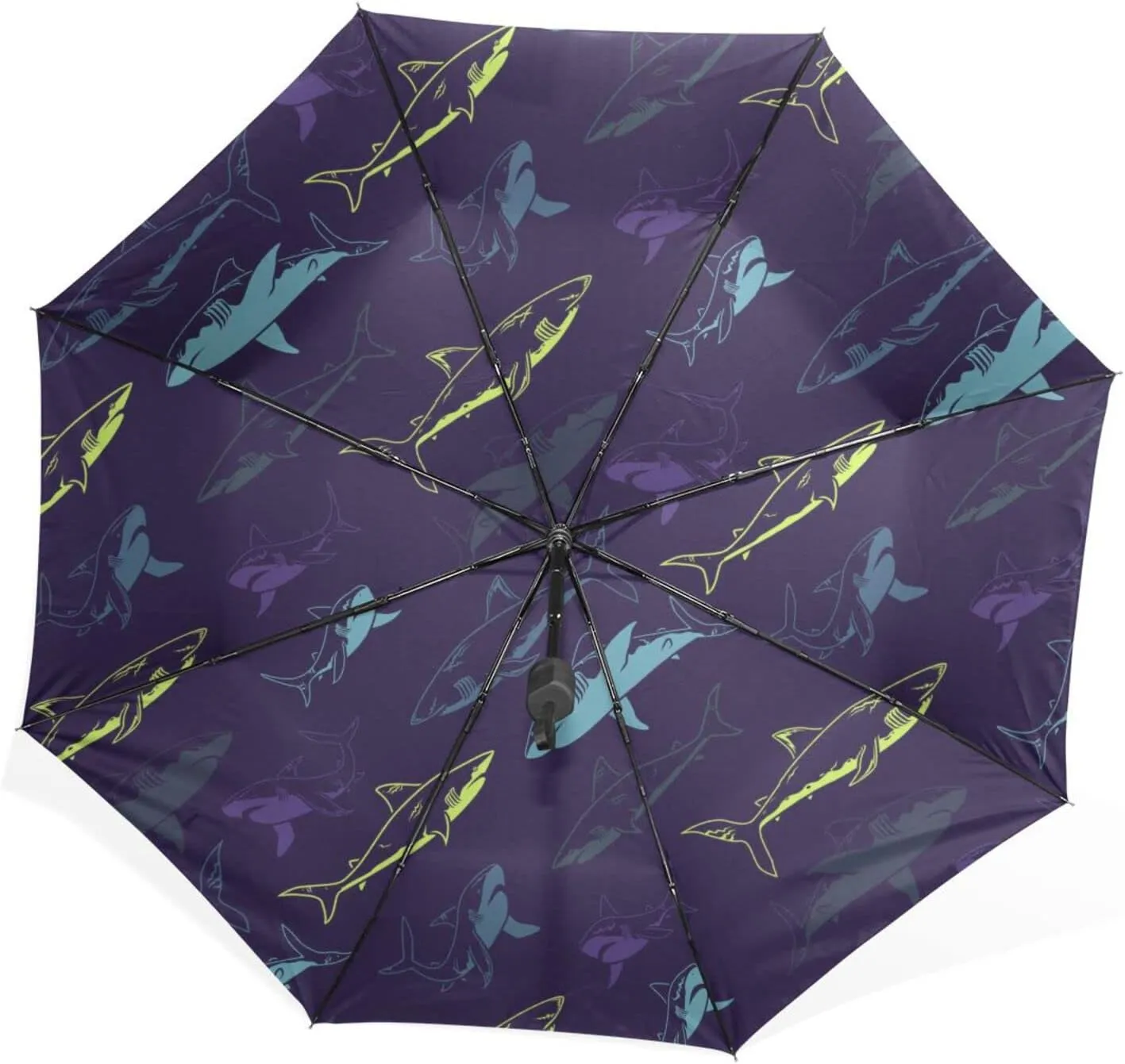 Poeticcity Rain Travel Umbrella, Hand Open Close Windproof Waterproof Folding Umbrella, Compact Canopy Strong Ray Parasol Umbrella