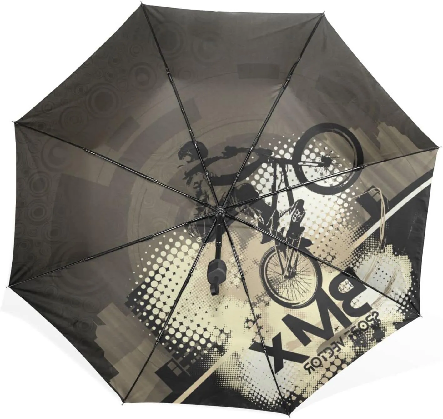 Poeticcity Rain Travel Umbrella, Hand Open Close Windproof Waterproof Folding Umbrella, Compact Canopy Strong Ray Parasol Umbrella