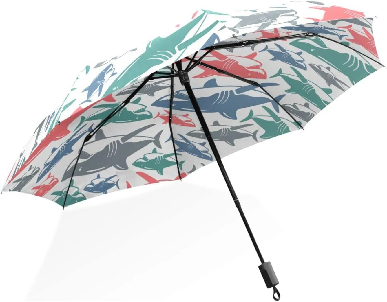 Poeticcity Rain Travel Umbrella, Hand Open Close Windproof Waterproof Folding Umbrella, Compact Canopy Strong Ray Parasol Umbrella