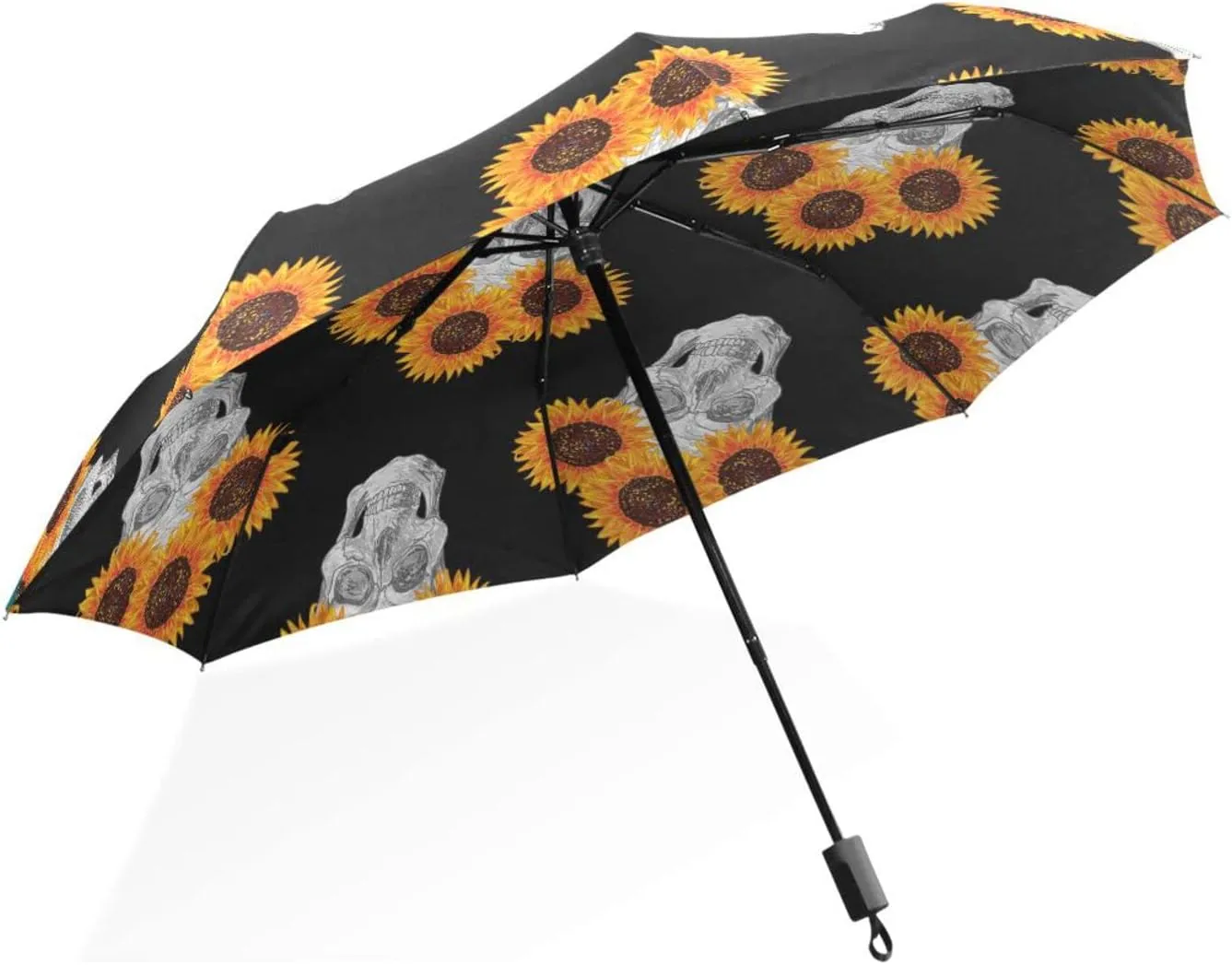 Poeticcity Rain Travel Umbrella, Hand Open Close Windproof Waterproof Folding Umbrella, Compact Canopy Strong Ray Parasol Umbrella