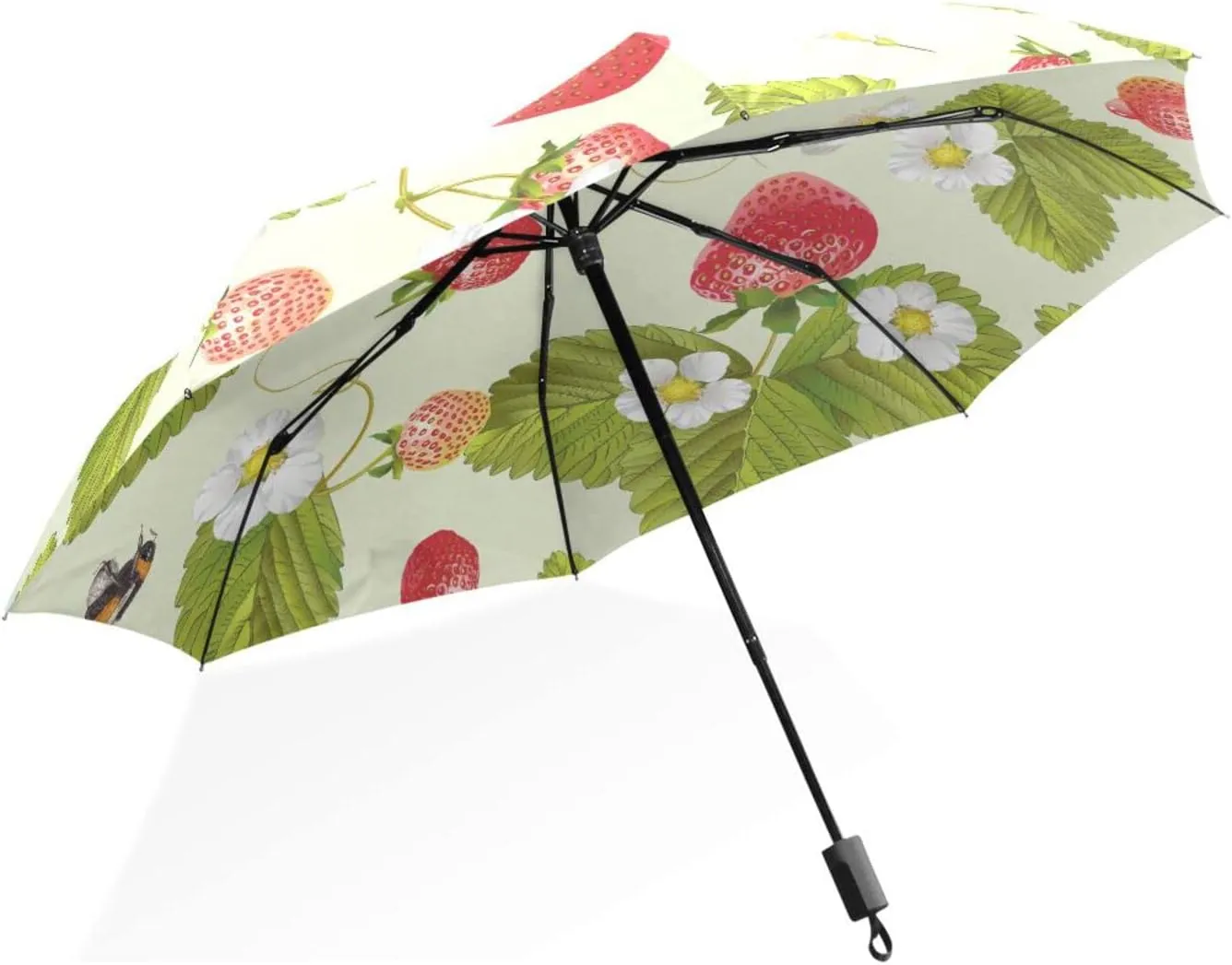 Poeticcity Rain Travel Umbrella, Hand Open Close Windproof Waterproof Folding Umbrella, Compact Canopy Strong Ray Parasol Umbrella