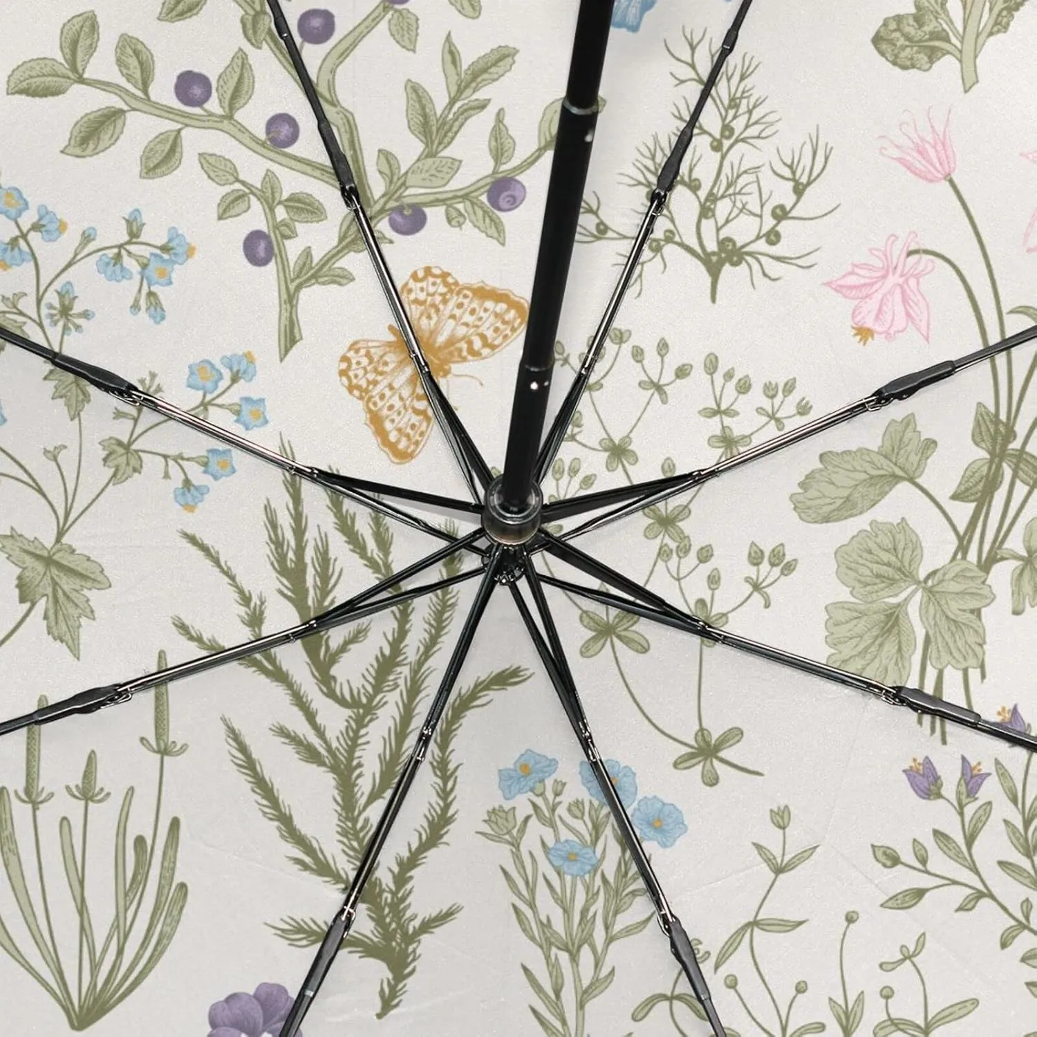 Poeticcity Rain Travel Umbrella, Hand Open Close Windproof Waterproof Folding Umbrella, Compact Canopy Strong Ray Parasol Umbrella