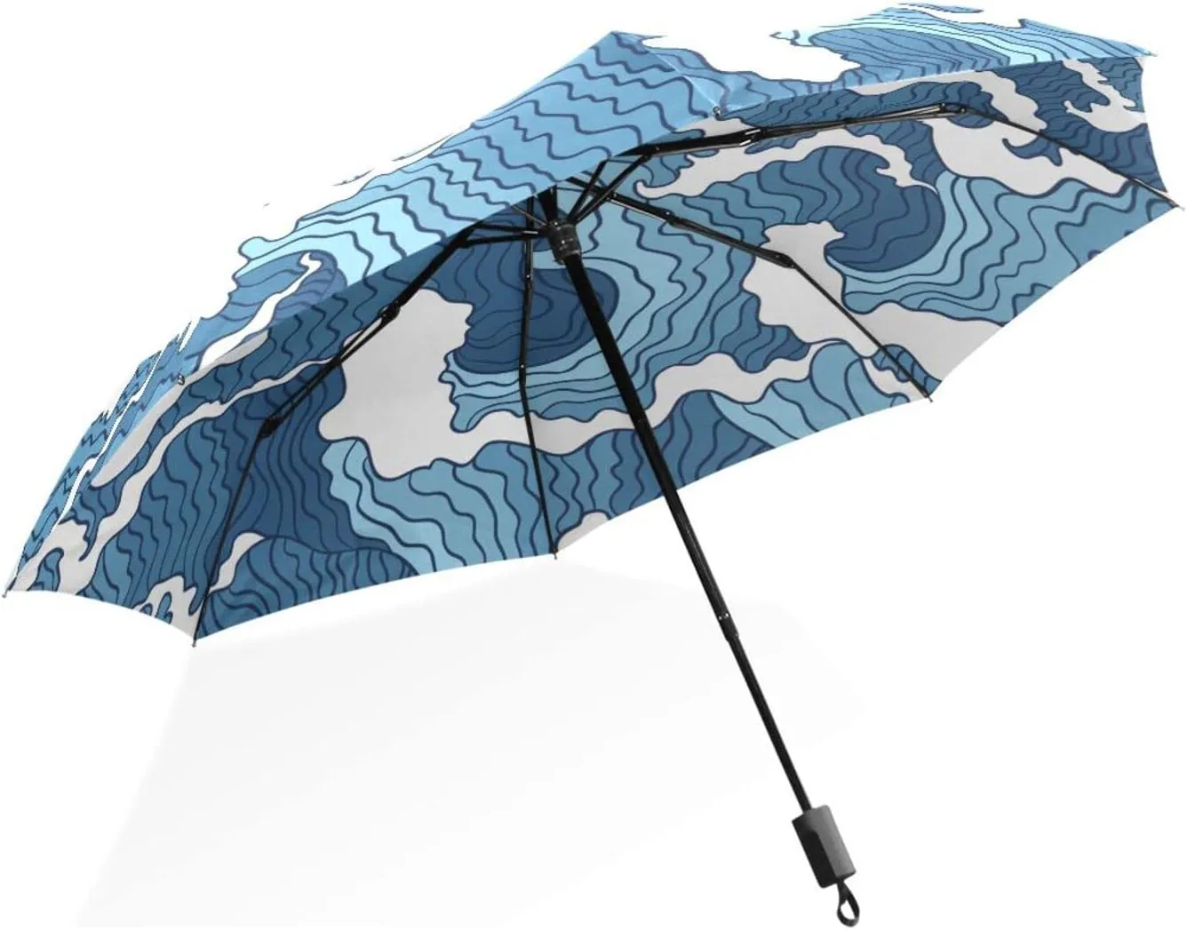 Poeticcity Rain Travel Umbrella, Hand Open Close Windproof Waterproof Folding Umbrella, Compact Canopy Strong Ray Parasol Umbrella