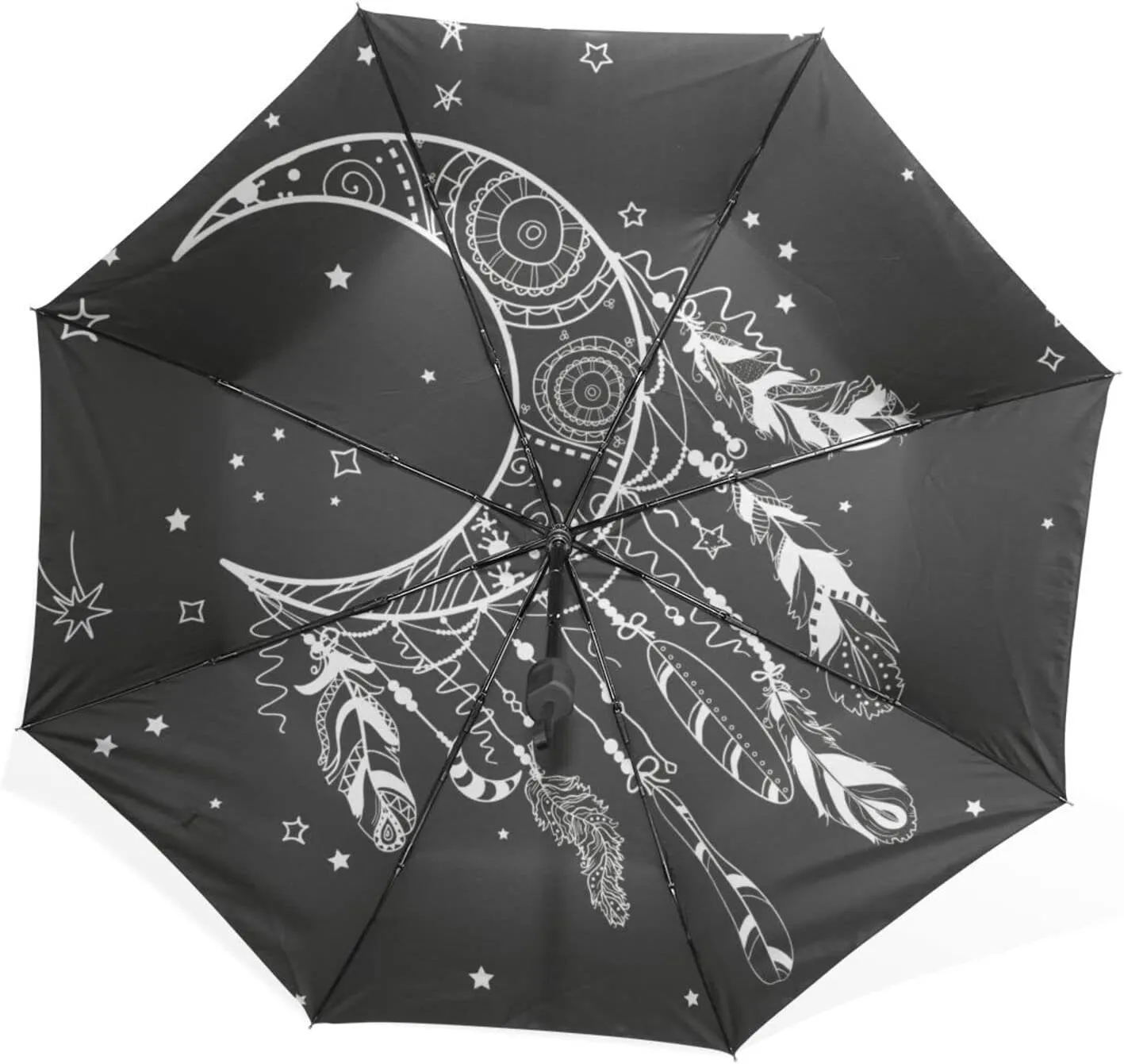 Poeticcity Rain Travel Umbrella, Hand Open Close Windproof Waterproof Folding Umbrella, Compact Canopy Strong Ray Parasol Umbrella