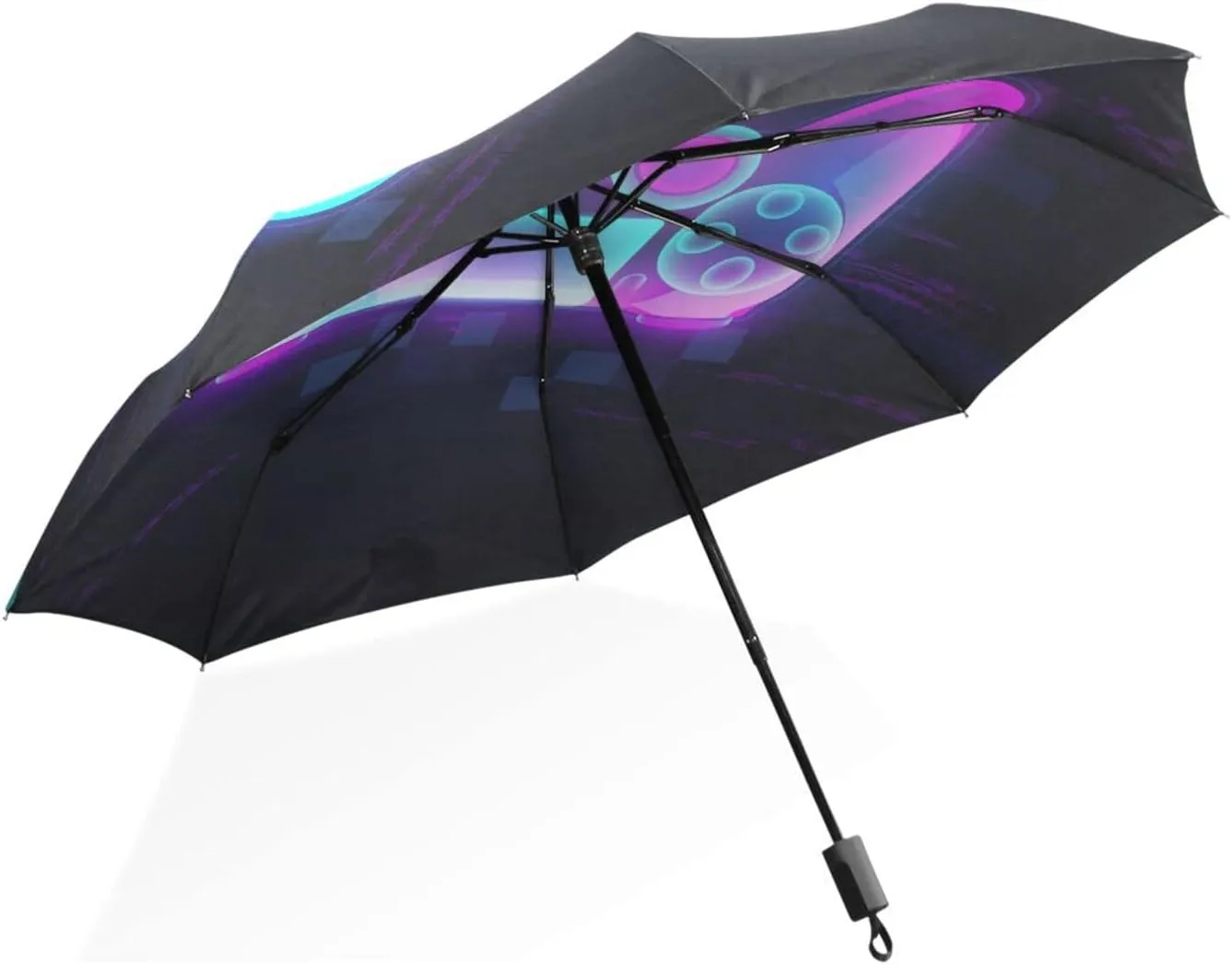 Poeticcity Rain Travel Umbrella, Hand Open Close Windproof Waterproof Folding Umbrella, Compact Canopy Strong Ray Parasol Umbrella