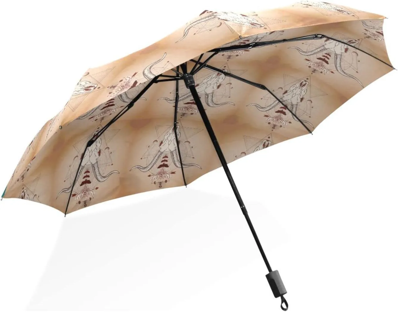Poeticcity Rain Travel Umbrella, Hand Open Close Windproof Waterproof Folding Umbrella, Compact Canopy Strong Ray Parasol Umbrella