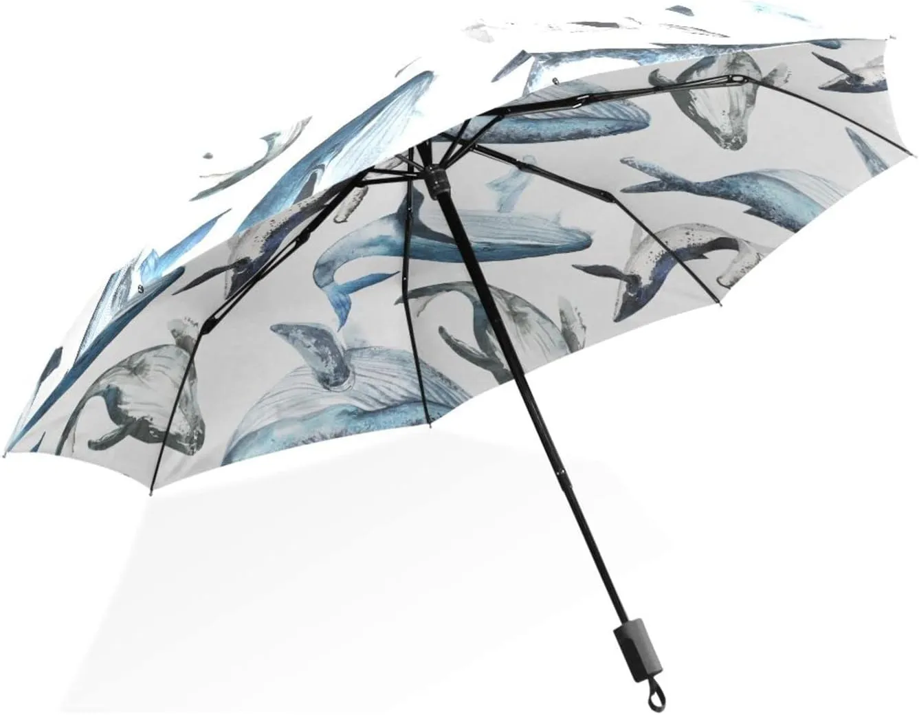 Poeticcity Rain Travel Umbrella, Hand Open Close Windproof Waterproof Folding Umbrella, Compact Canopy Strong Ray Parasol Umbrella