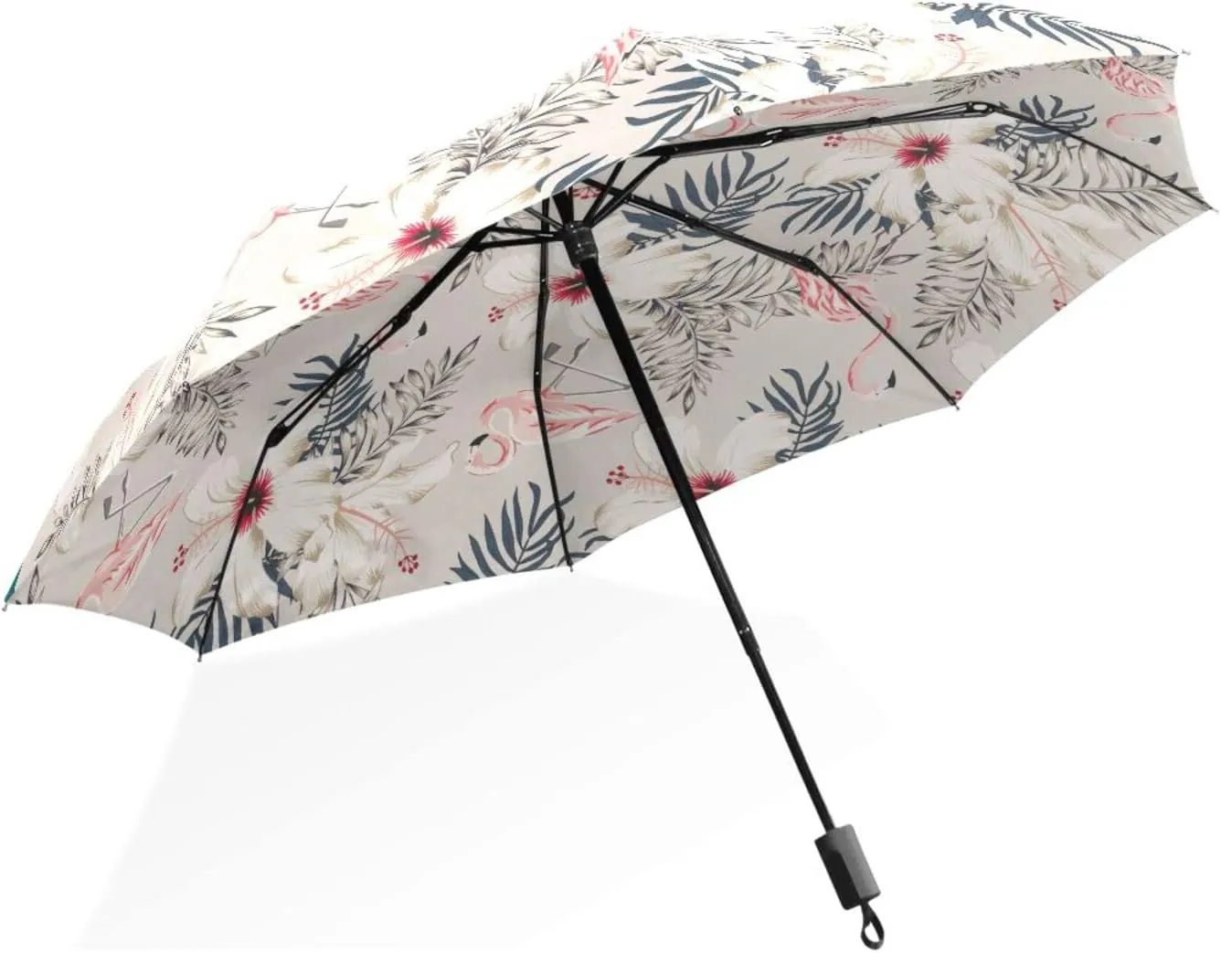 Poeticcity Rain Travel Umbrella, Hand Open Close Windproof Waterproof Folding Umbrella, Compact Canopy Strong Ray Parasol Umbrella