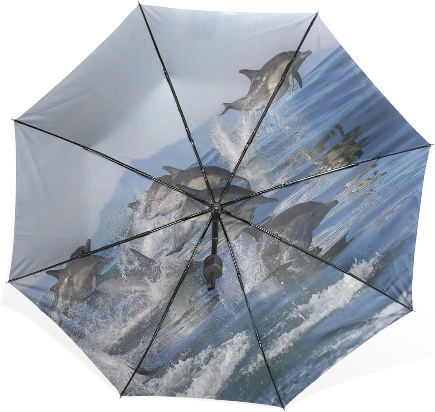 Poeticcity Rain Travel Umbrella, Hand Open Close Windproof Waterproof Folding Umbrella, Compact Canopy Strong Ray Parasol Umbrella