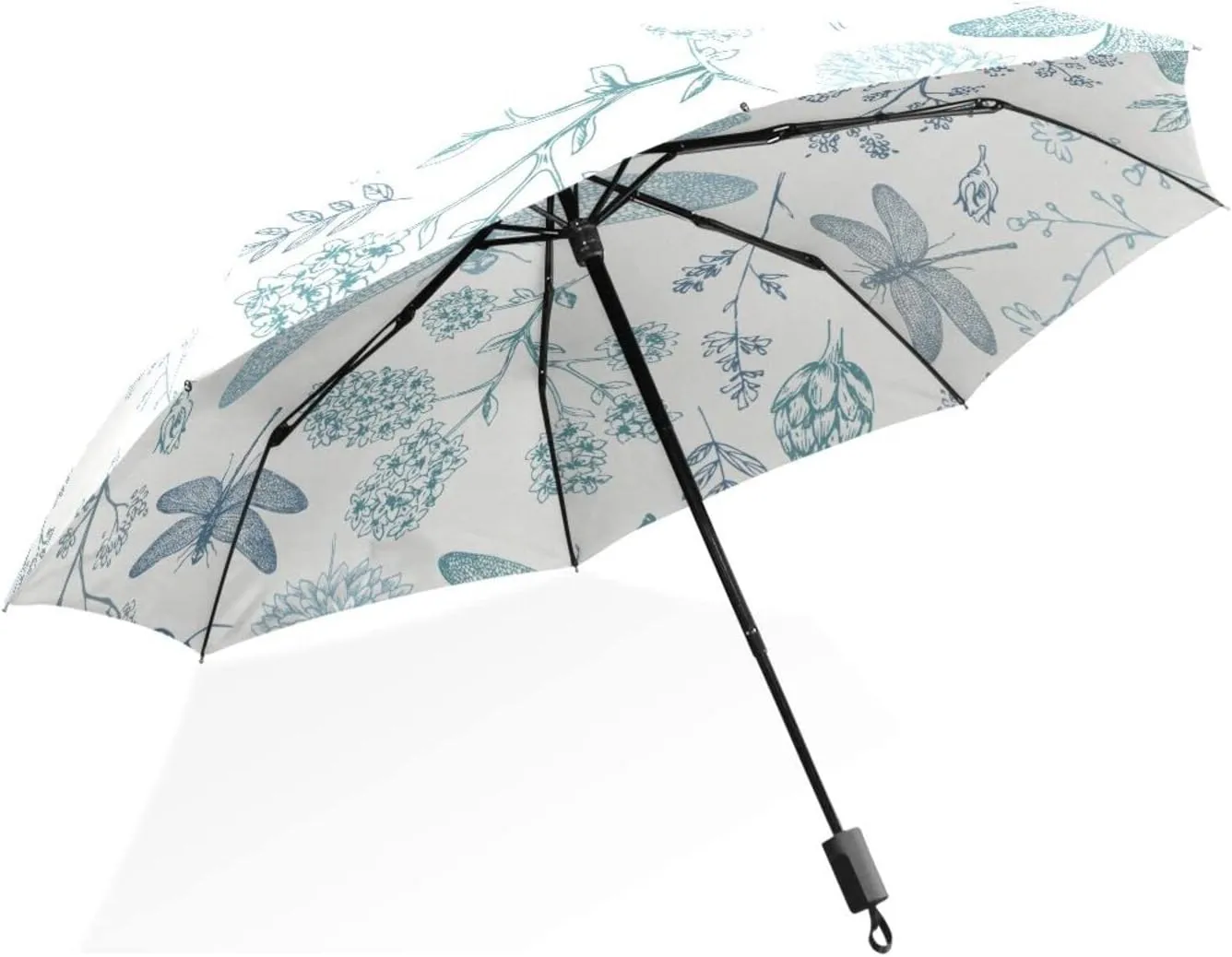 Poeticcity Rain Travel Umbrella, Hand Open Close Windproof Waterproof Folding Umbrella, Compact Canopy Strong Ray Parasol Umbrella