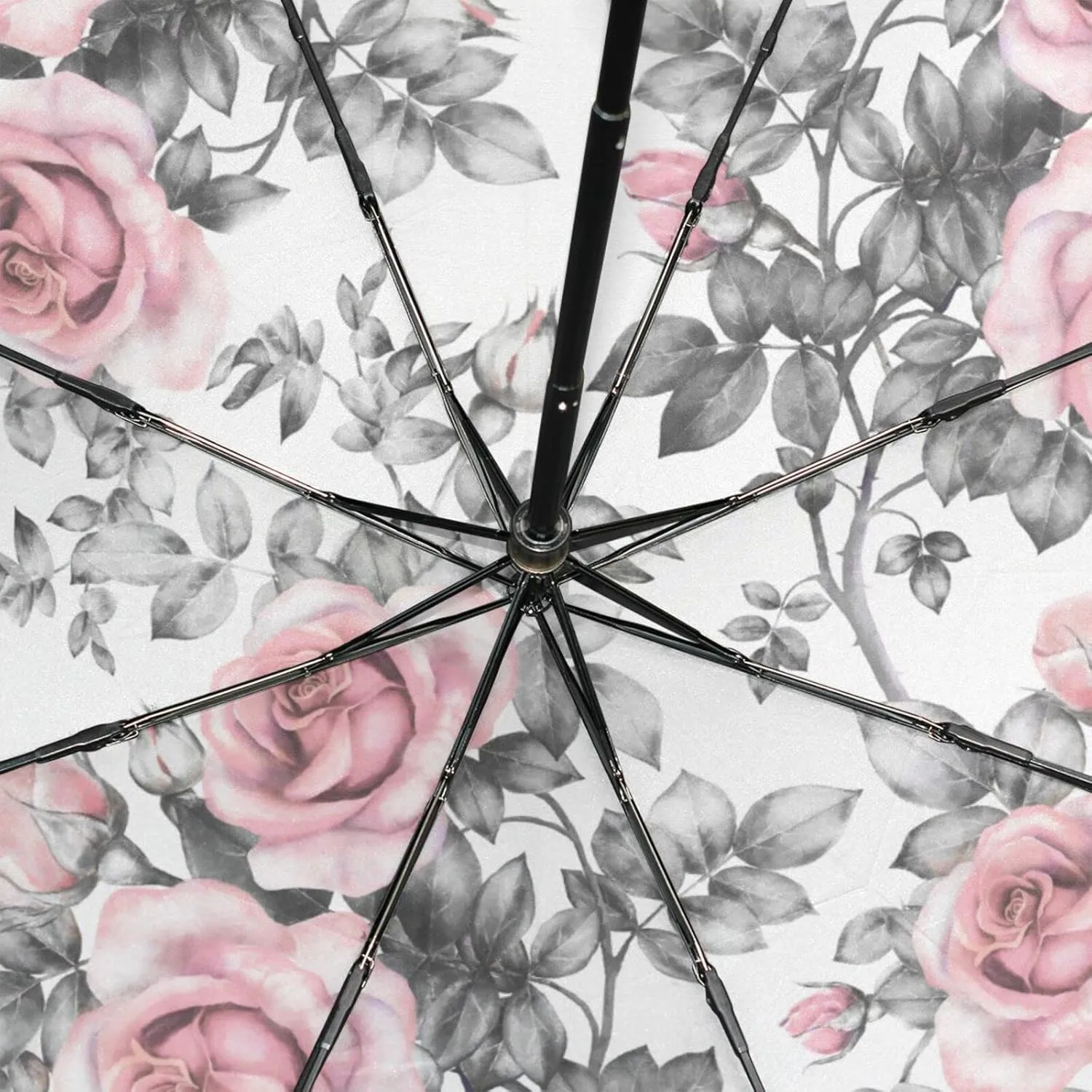 Poeticcity Rain Travel Umbrella, Hand Open Close Windproof Waterproof Folding Umbrella, Compact Canopy Strong Ray Parasol Umbrella