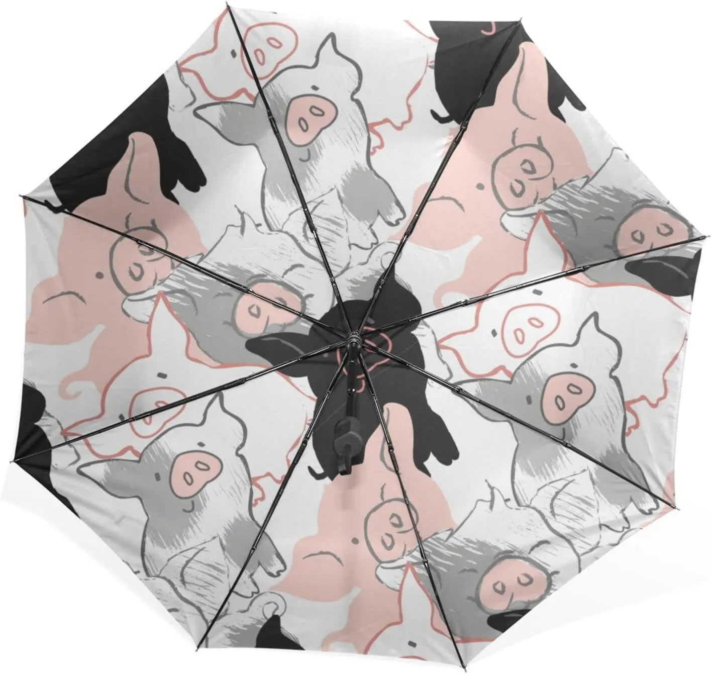 Poeticcity Rain Travel Umbrella, Hand Open Close Windproof Waterproof Folding Umbrella, Compact Canopy Strong Ray Parasol Umbrella