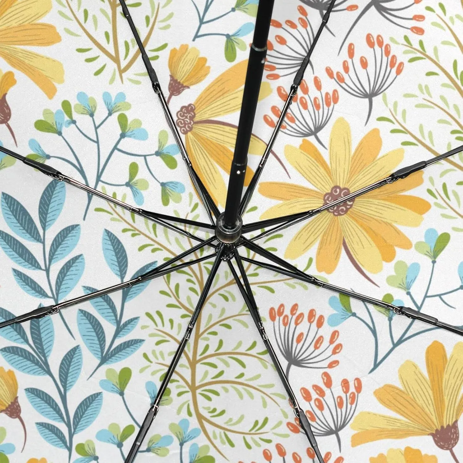 Poeticcity Rain Travel Umbrella, Hand Open Close Windproof Waterproof Folding Umbrella, Compact Canopy Strong Ray Parasol Umbrella