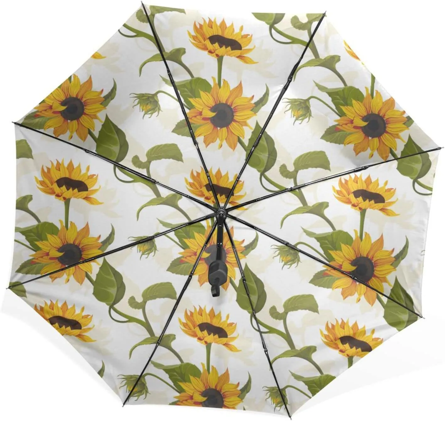 Poeticcity Rain Travel Umbrella, Hand Open Close Windproof Waterproof Folding Umbrella, Compact Canopy Strong Ray Parasol Umbrella