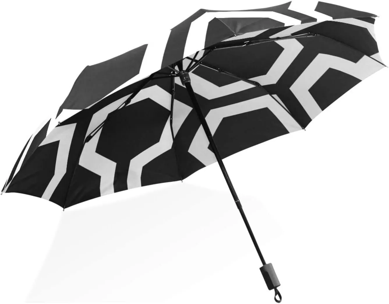 Poeticcity Rain Travel Umbrella, Hand Open Close Windproof Waterproof Folding Umbrella, Compact Canopy Strong Ray Parasol Umbrella