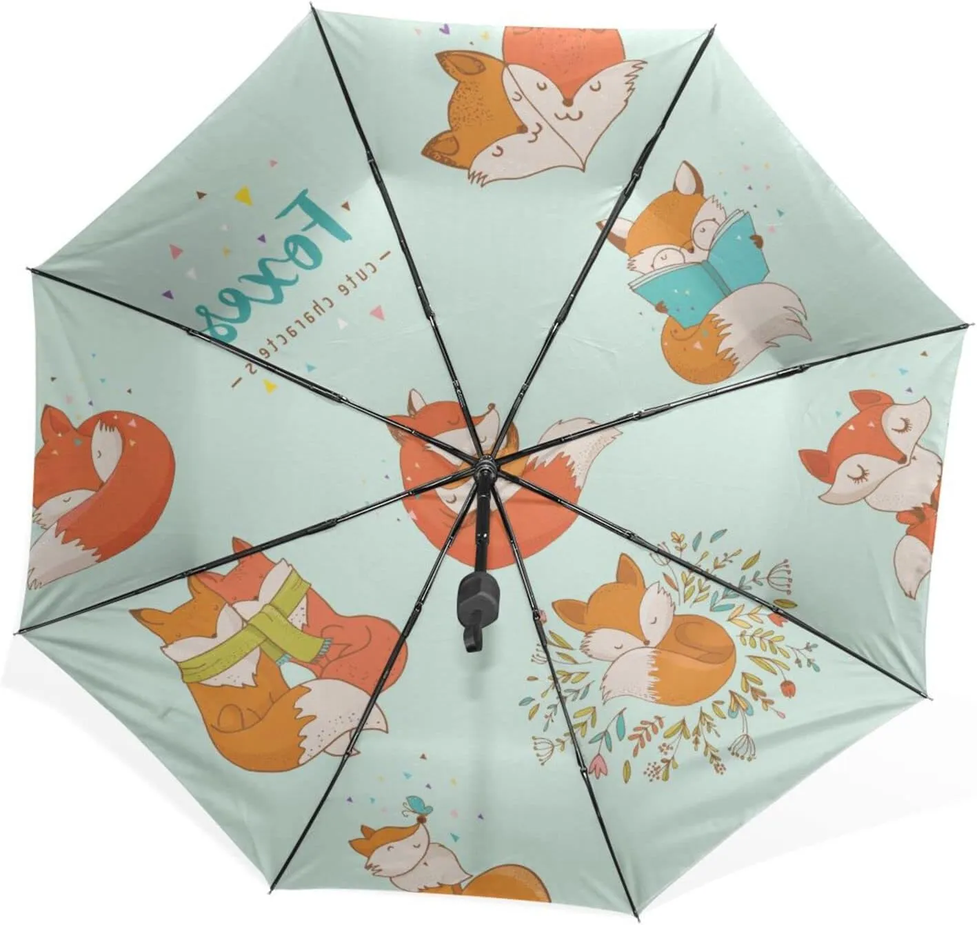 Poeticcity Rain Travel Umbrella, Hand Open Close Windproof Waterproof Folding Umbrella, Compact Canopy Strong Ray Parasol Umbrella