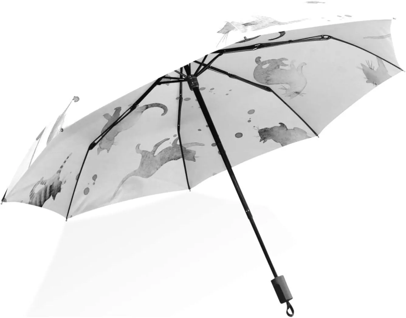Poeticcity Rain Travel Umbrella, Hand Open Close Windproof Waterproof Folding Umbrella, Compact Canopy Strong Ray Parasol Umbrella