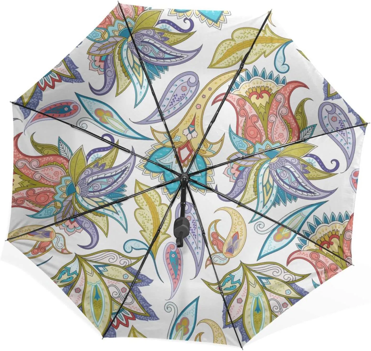Poeticcity Rain Travel Umbrella, Hand Open Close Windproof Waterproof Folding Umbrella, Compact Canopy Strong Ray Parasol Umbrella