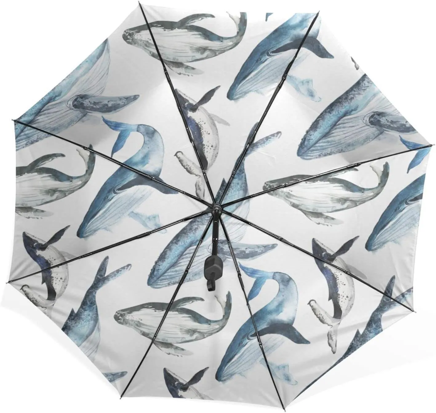 Poeticcity Rain Travel Umbrella, Hand Open Close Windproof Waterproof Folding Umbrella, Compact Canopy Strong Ray Parasol Umbrella