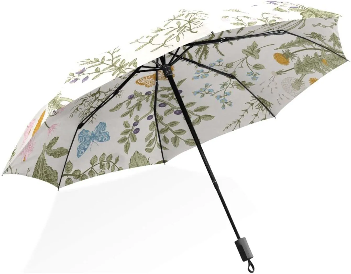 Poeticcity Rain Travel Umbrella, Hand Open Close Windproof Waterproof Folding Umbrella, Compact Canopy Strong Ray Parasol Umbrella