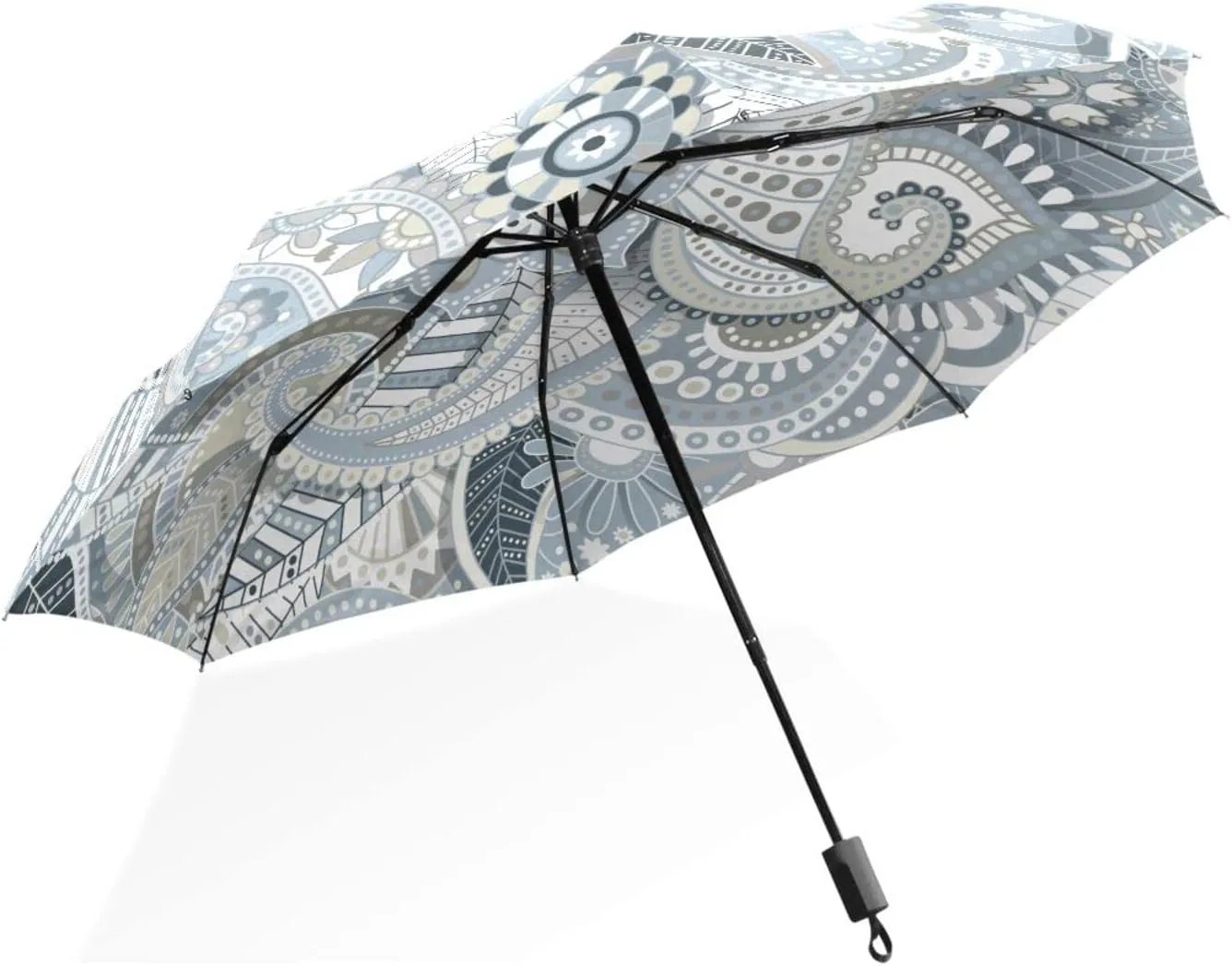Poeticcity Rain Travel Umbrella, Hand Open Close Windproof Waterproof Folding Umbrella, Compact Canopy Strong Ray Parasol Umbrella