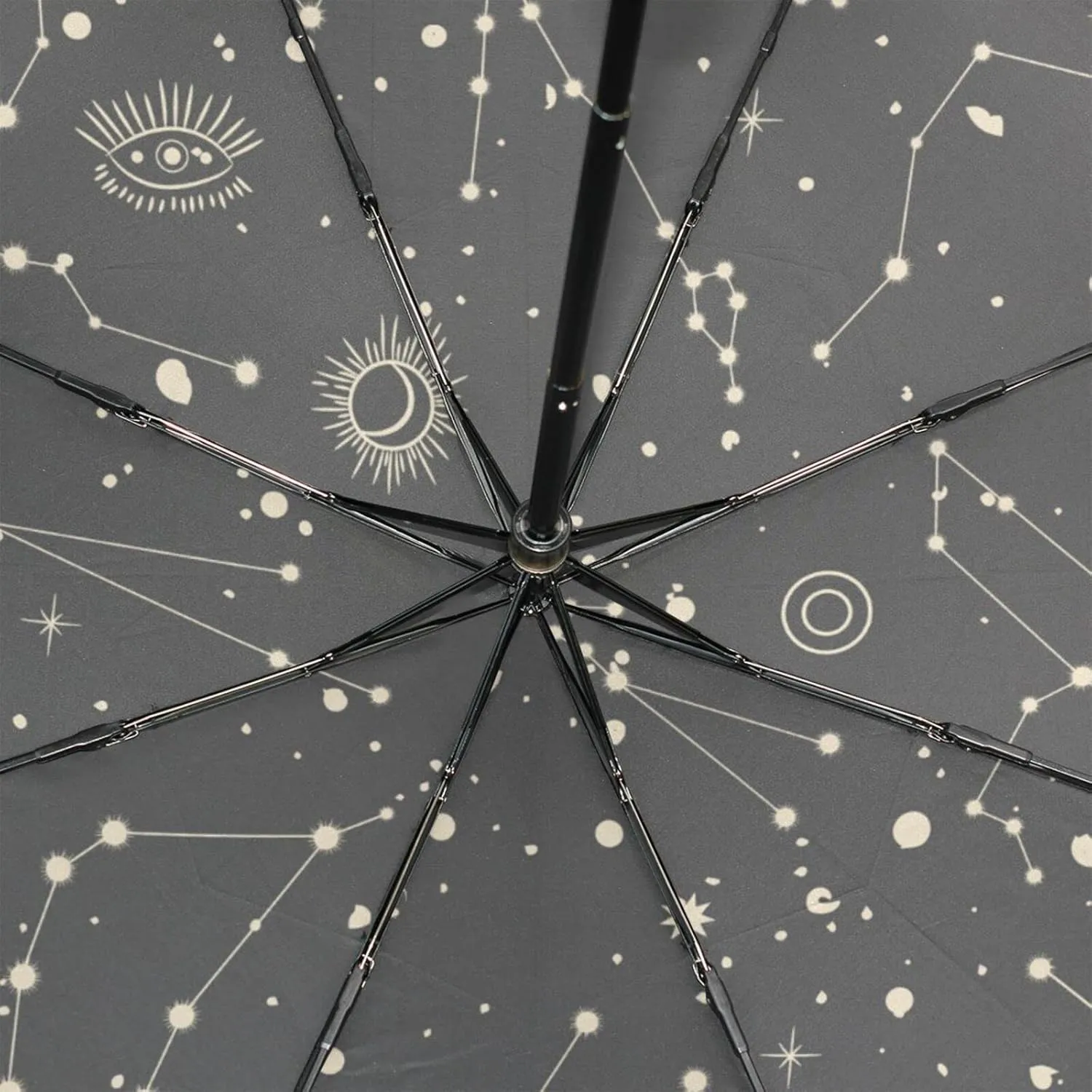 Poeticcity Rain Travel Umbrella, Hand Open Close Windproof Waterproof Folding Umbrella, Compact Canopy Strong Ray Parasol Umbrella