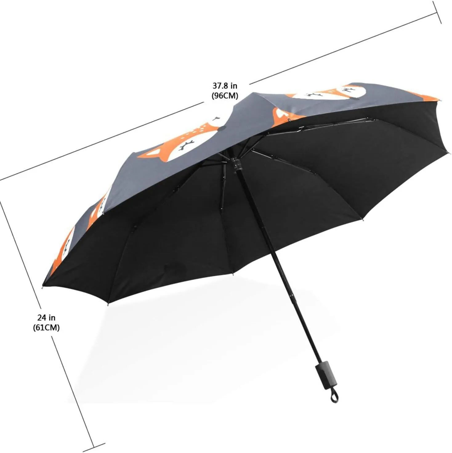 Poeticcity Travel Umbrella, Hand Open Close Windproof Waterproof Folding Umbrella, Black Tape Compact Canopy Strong Anti UV Ray Parasol
