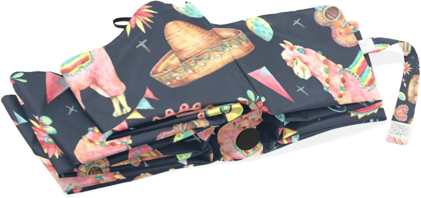 Poeticcity Travel Umbrella, Hand Open Close Windproof Waterproof Folding Umbrella, Black Tape Compact Canopy Strong Anti UV Ray Parasol