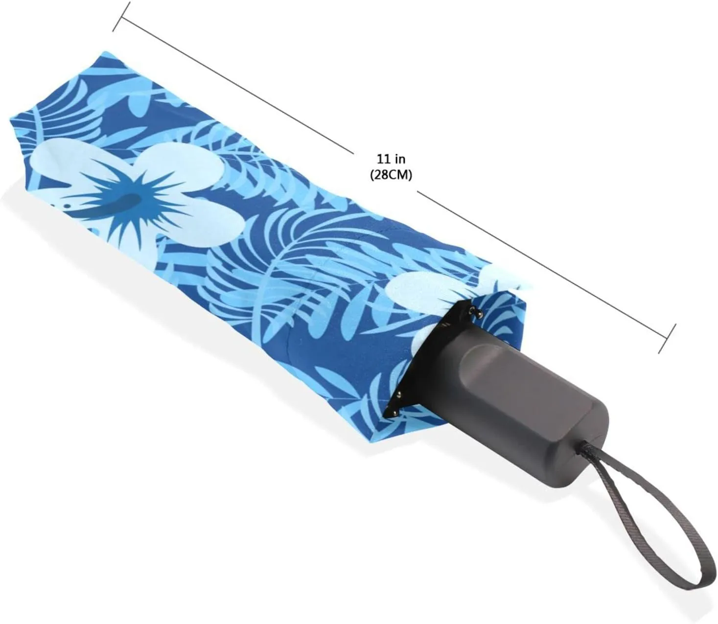 Poeticcity Travel Umbrella, Hand Open Close Windproof Waterproof Folding Umbrella, Black Tape Compact Canopy Strong Anti UV Ray Parasol