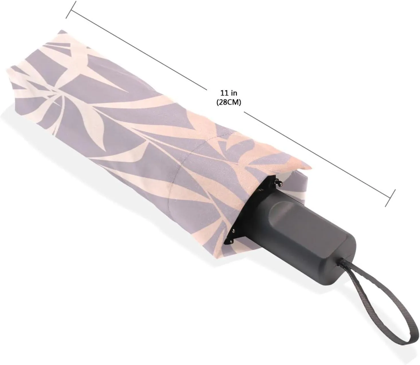 Poeticcity Travel Umbrella, Hand Open Close Windproof Waterproof Folding Umbrella, Black Tape Compact Canopy Strong Anti UV Ray Parasol
