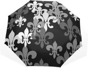Poeticcity Travel Umbrella, Hand Open Close Windproof Waterproof Folding Umbrella, Black Tape Compact Canopy Strong Anti UV Ray Parasol
