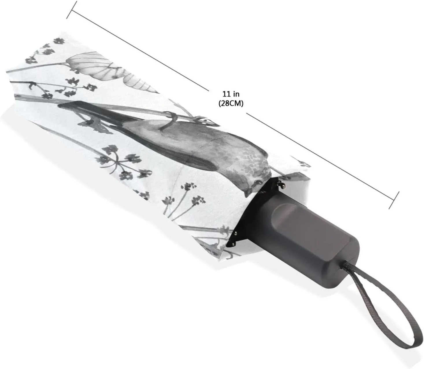 Poeticcity Travel Umbrella, Hand Open Close Windproof Waterproof Folding Umbrella, Black Tape Compact Canopy Strong Anti UV Ray Parasol