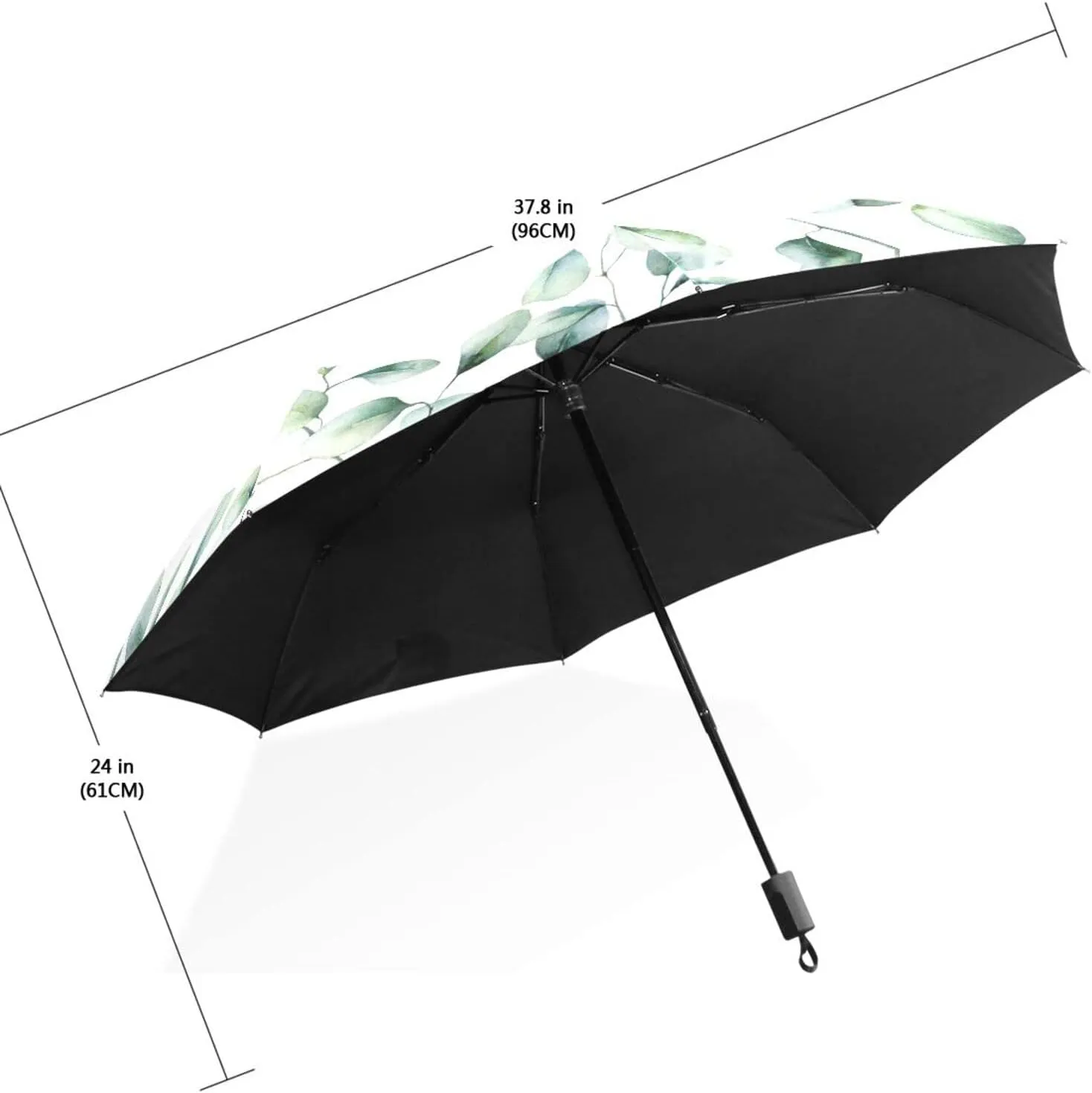 Poeticcity Travel Umbrella, Hand Open Close Windproof Waterproof Folding Umbrella, Black Tape Compact Canopy Strong Anti UV Ray Parasol