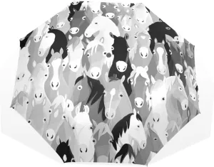 Poeticcity Travel Umbrella, Hand Open Close Windproof Waterproof Folding Umbrella, Black Tape Compact Canopy Strong Anti UV Ray Parasol