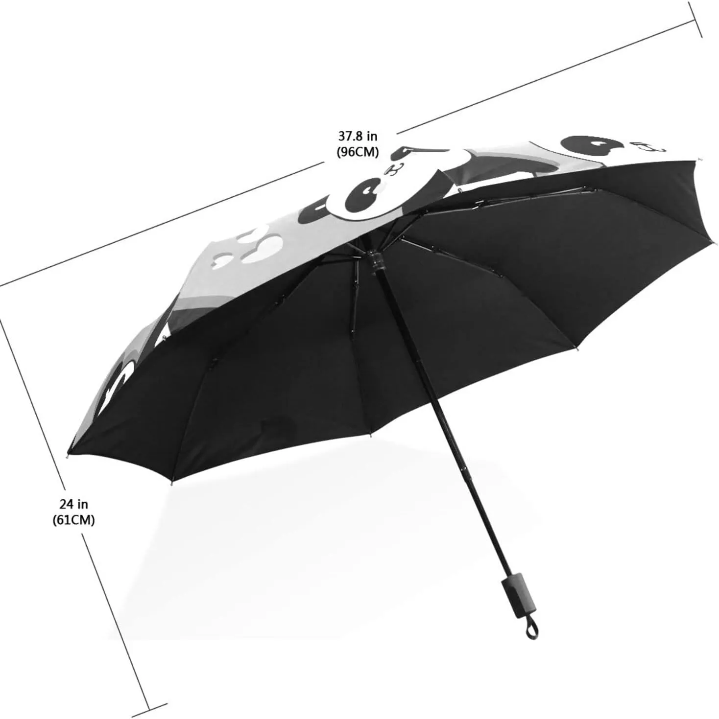 Poeticcity Travel Umbrella, Hand Open Close Windproof Waterproof Folding Umbrella, Black Tape Compact Canopy Strong Anti UV Ray Parasol