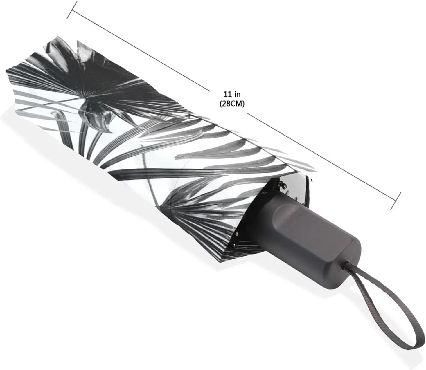 Poeticcity Travel Umbrella, Hand Open Close Windproof Waterproof Folding Umbrella, Black Tape Compact Canopy Strong Anti UV Ray Parasol