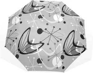 Poeticcity Travel Umbrella, Hand Open Close Windproof Waterproof Folding Umbrella, Black Tape Compact Canopy Strong Anti UV Ray Parasol