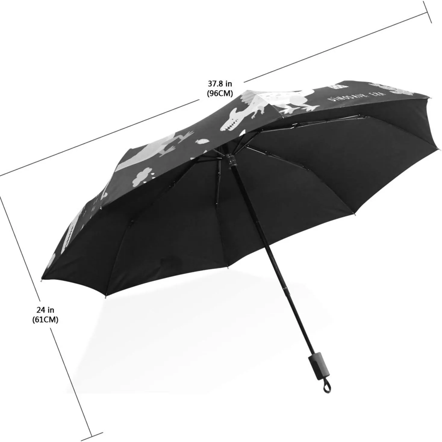 Poeticcity Travel Umbrella, Hand Open Close Windproof Waterproof Folding Umbrella, Black Tape Compact Canopy Strong Anti UV Ray Parasol