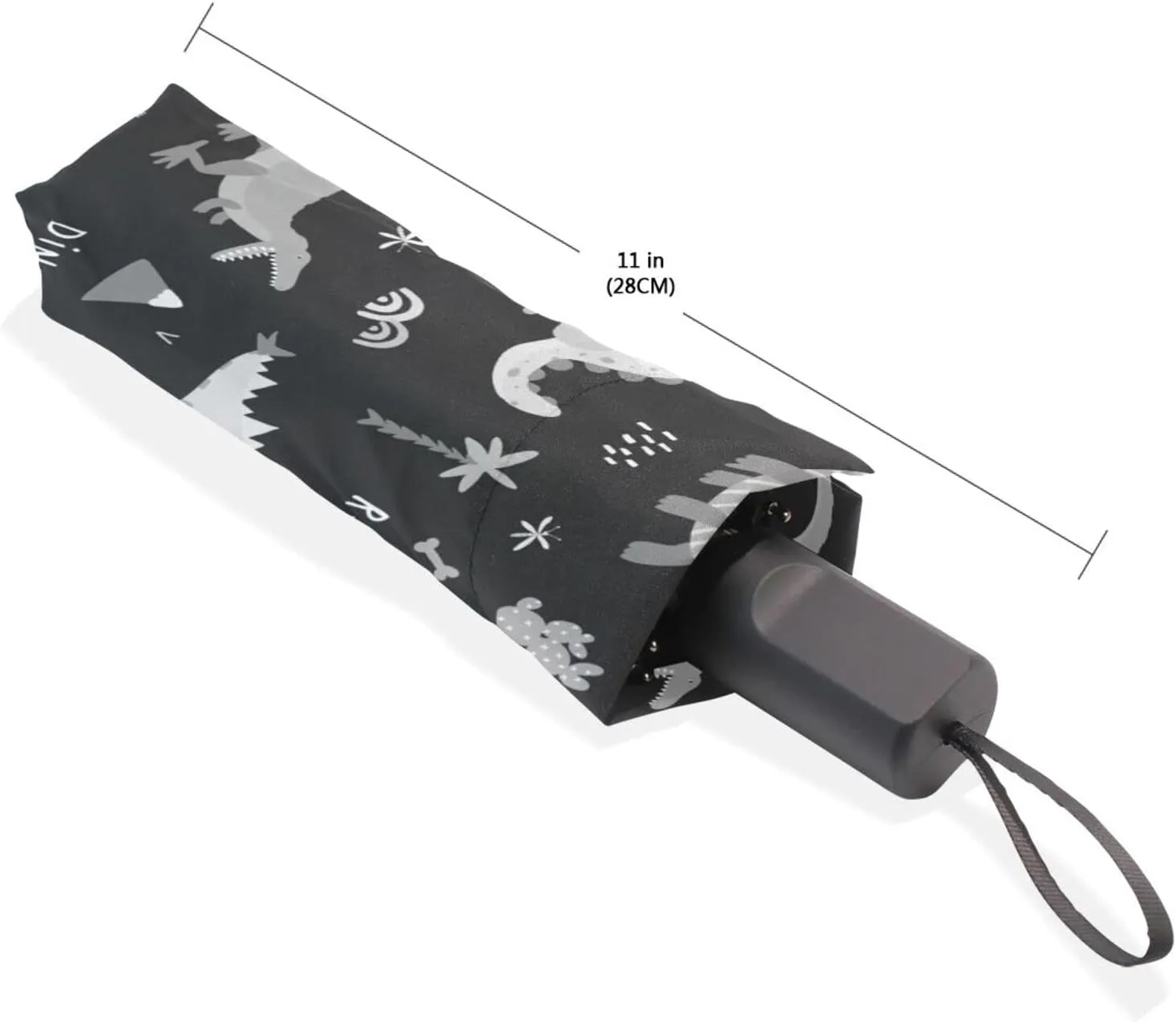 Poeticcity Travel Umbrella, Hand Open Close Windproof Waterproof Folding Umbrella, Black Tape Compact Canopy Strong Anti UV Ray Parasol