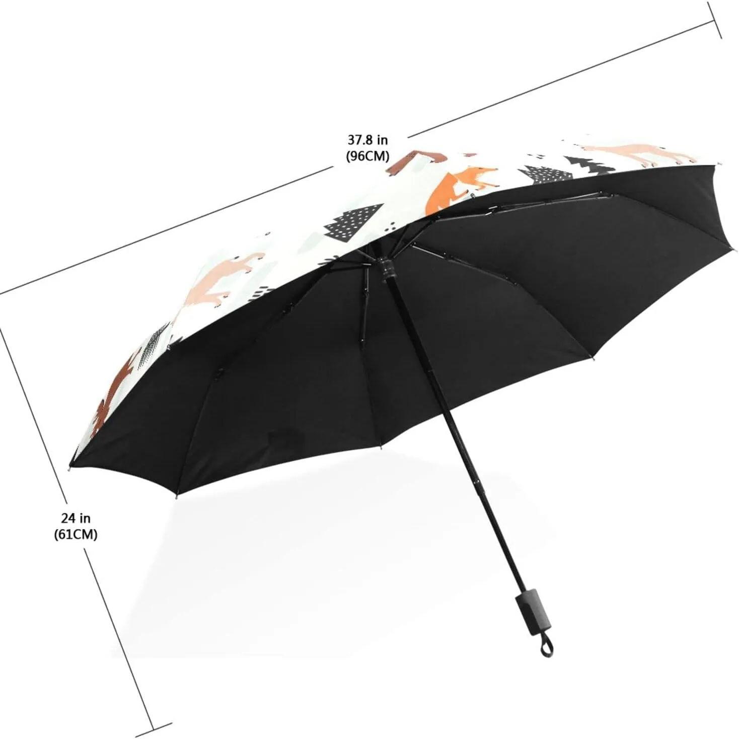 Poeticcity Travel Umbrella, Hand Open Close Windproof Waterproof Folding Umbrella, Black Tape Compact Canopy Strong Anti UV Ray Parasol