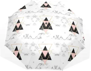 Poeticcity Travel Umbrella, Hand Open Close Windproof Waterproof Folding Umbrella, Black Tape Compact Canopy Strong Anti UV Ray Parasol