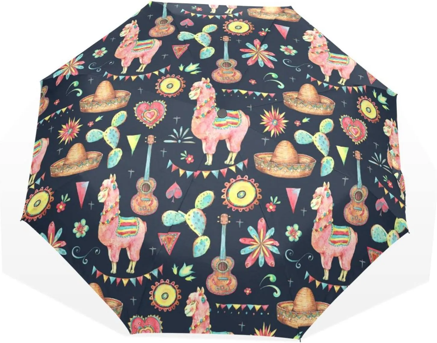 Poeticcity Travel Umbrella, Hand Open Close Windproof Waterproof Folding Umbrella, Black Tape Compact Canopy Strong Anti UV Ray Parasol