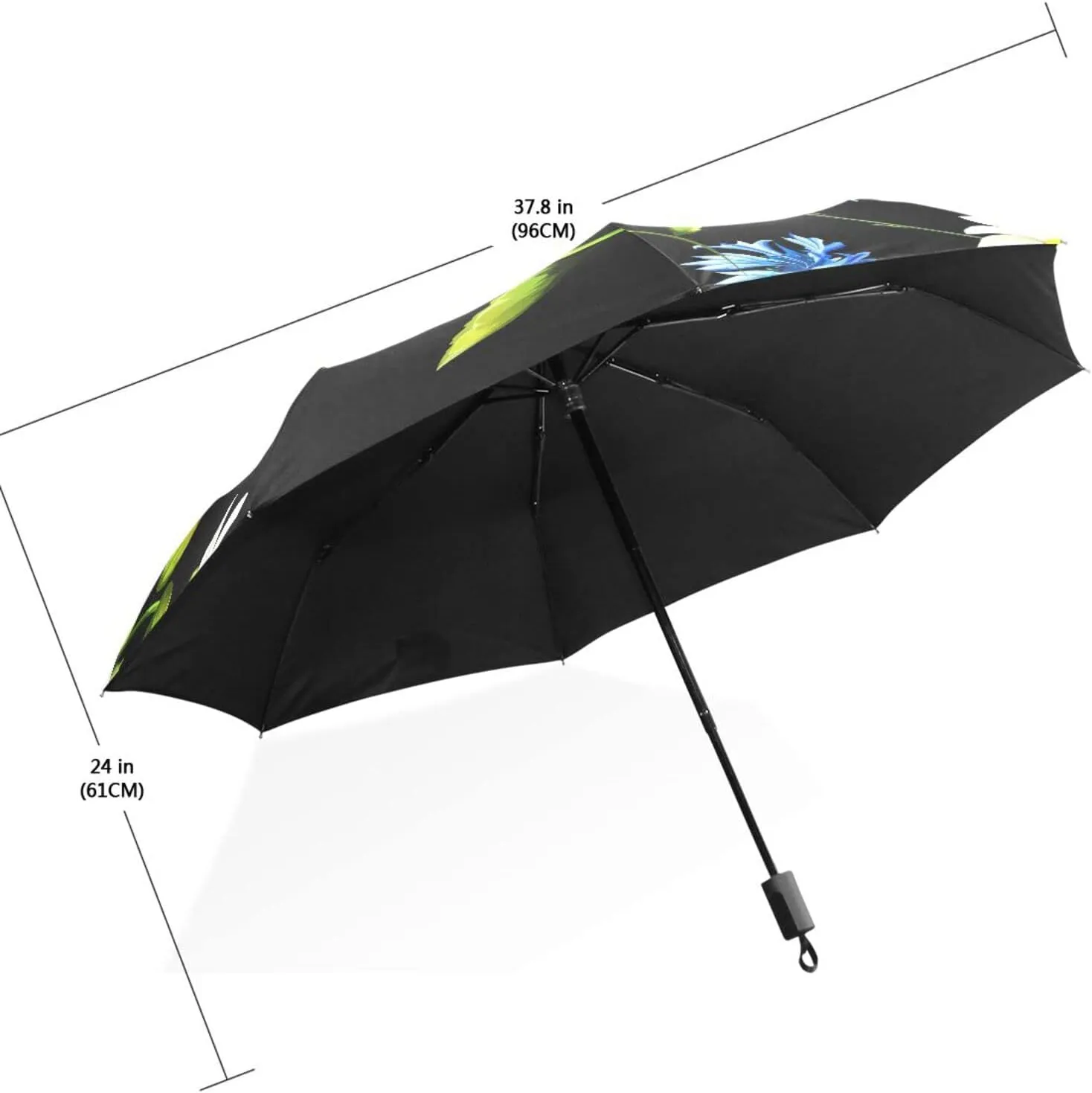 Poeticcity Travel Umbrella, Hand Open Close Windproof Waterproof Folding Umbrella, Black Tape Compact Canopy Strong Anti UV Ray Parasol