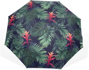 Poeticcity Travel Umbrella, Hand Open Close Windproof Waterproof Folding Umbrella, Black Tape Compact Canopy Strong Anti UV Ray Parasol