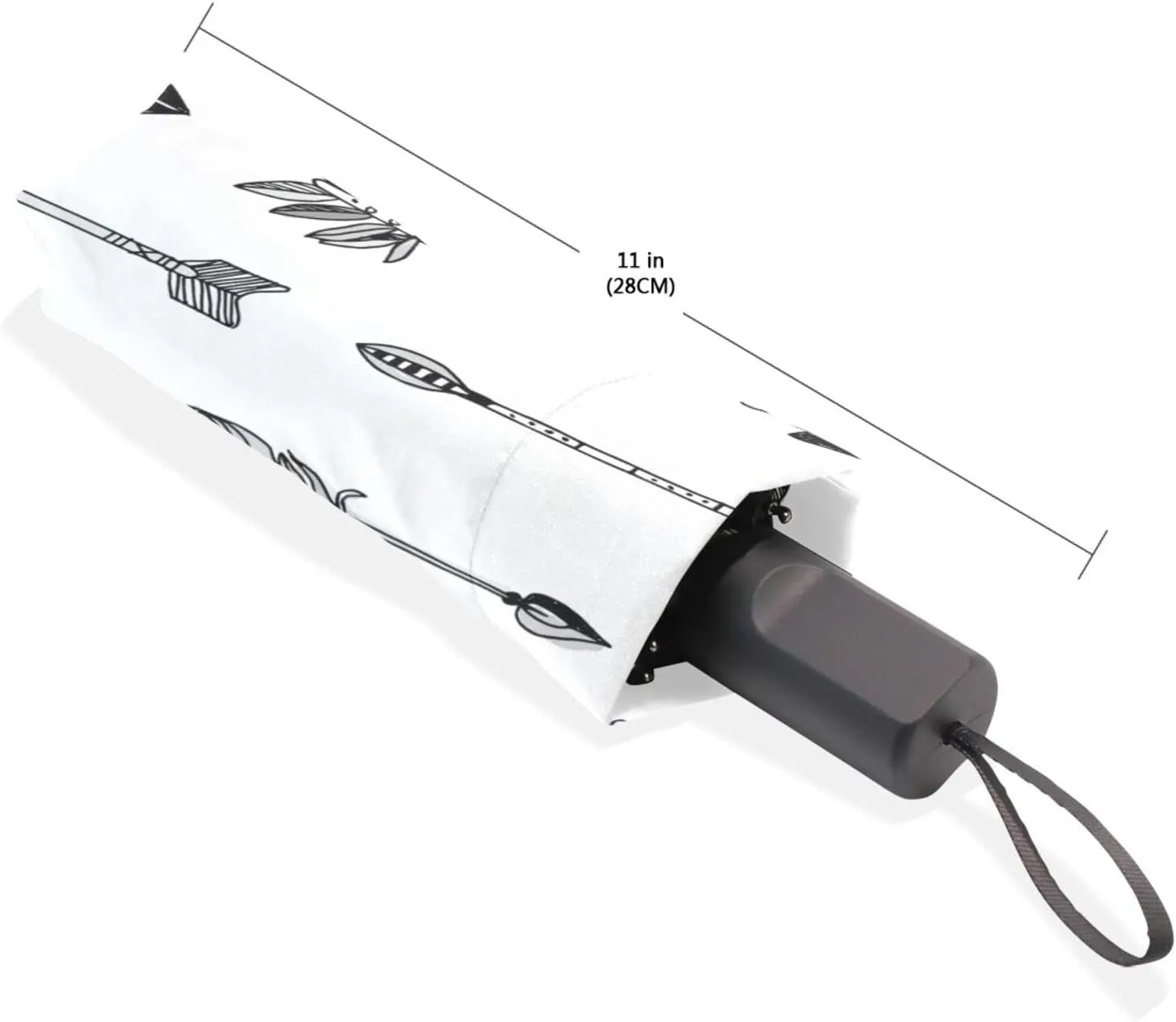 Poeticcity Travel Umbrella, Hand Open Close Windproof Waterproof Folding Umbrella, Black Tape Compact Canopy Strong Anti UV Ray Parasol