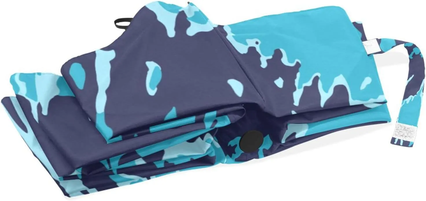 Poeticcity Travel Umbrella, Hand Open Close Windproof Waterproof Folding Umbrella, Black Tape Compact Canopy Strong Anti UV Ray Parasol
