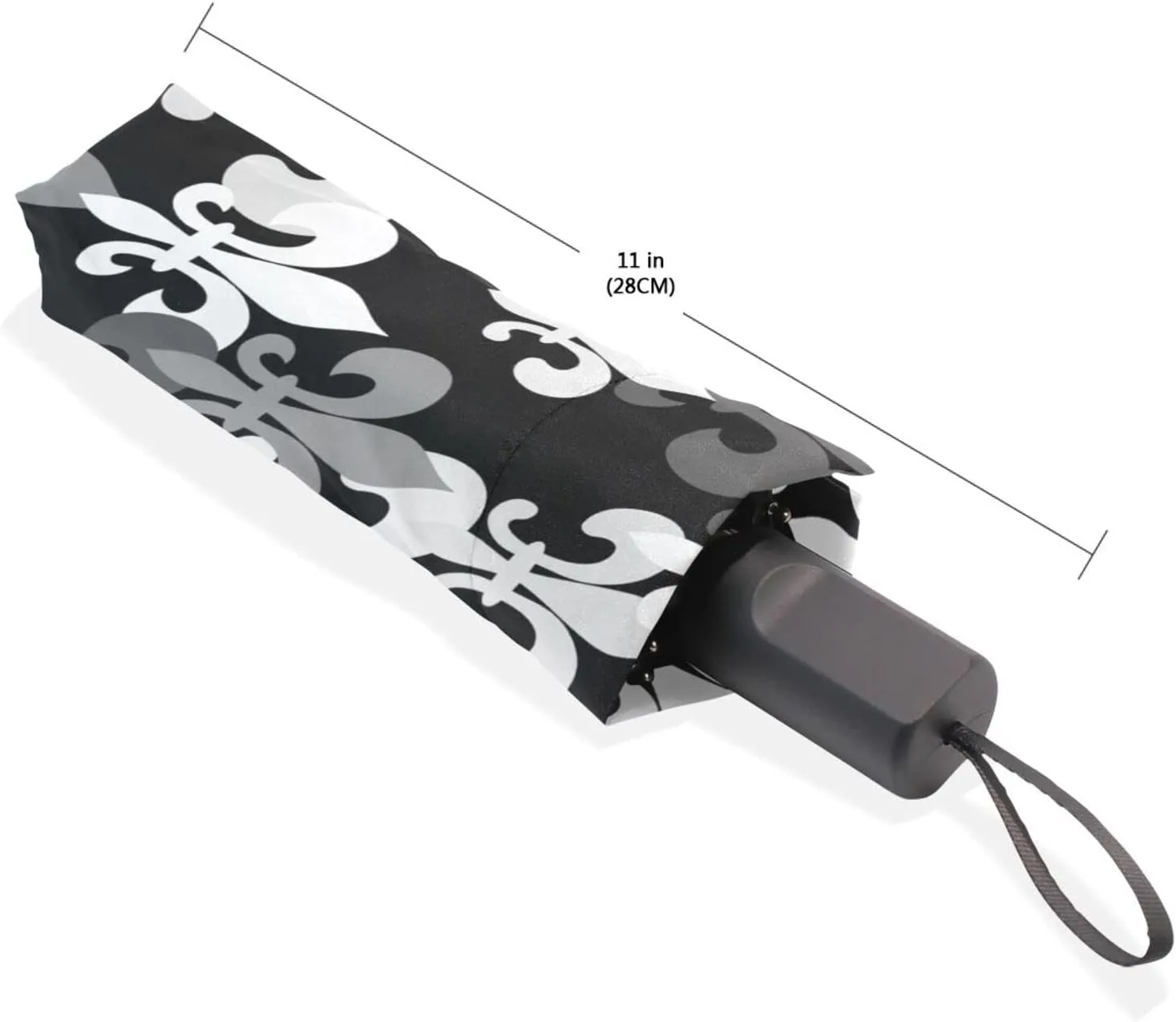 Poeticcity Travel Umbrella, Hand Open Close Windproof Waterproof Folding Umbrella, Black Tape Compact Canopy Strong Anti UV Ray Parasol