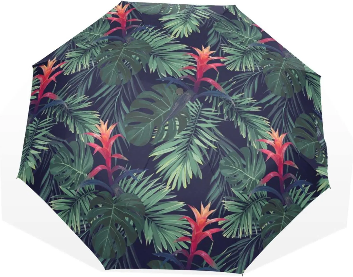 Poeticcity Travel Umbrella, Hand Open Close Windproof Waterproof Folding Umbrella, Black Tape Compact Canopy Strong Anti UV Ray Parasol