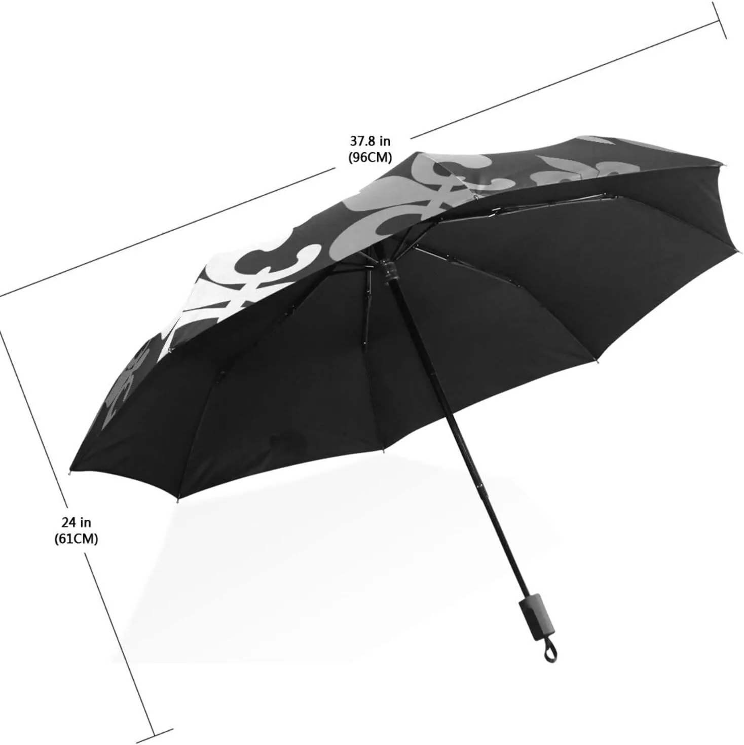 Poeticcity Travel Umbrella, Hand Open Close Windproof Waterproof Folding Umbrella, Black Tape Compact Canopy Strong Anti UV Ray Parasol